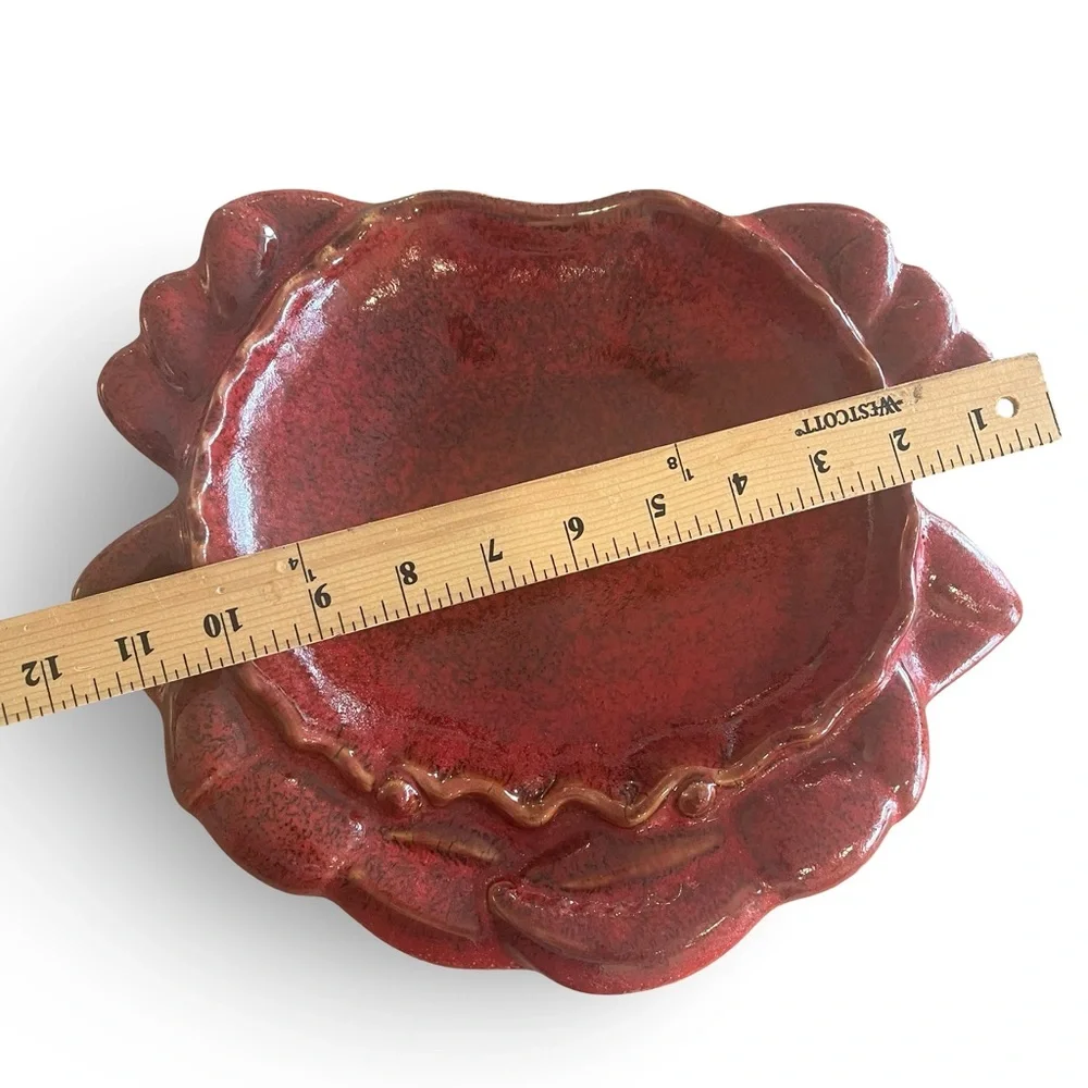 Red Ceramic Crab Shaped Serving Platter
